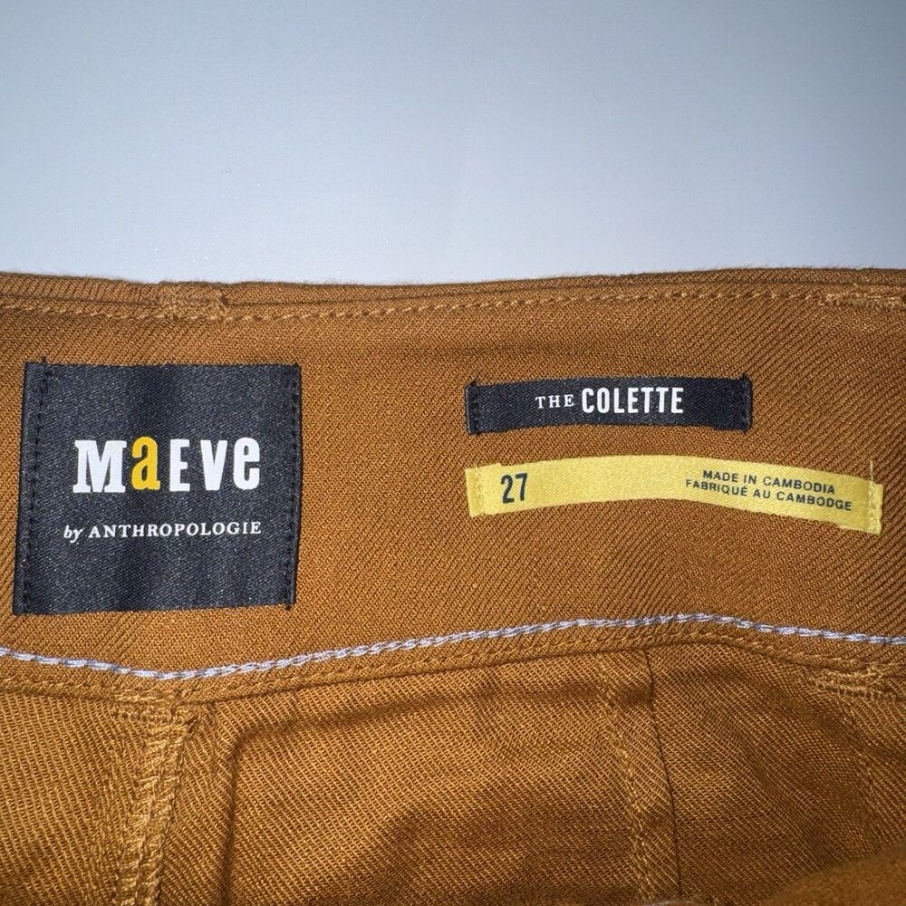 Anthropologie Maeve The Colette Linen Blend Crop Wide-Leg Pants Bronze Women 27 - Picture 6 of 8